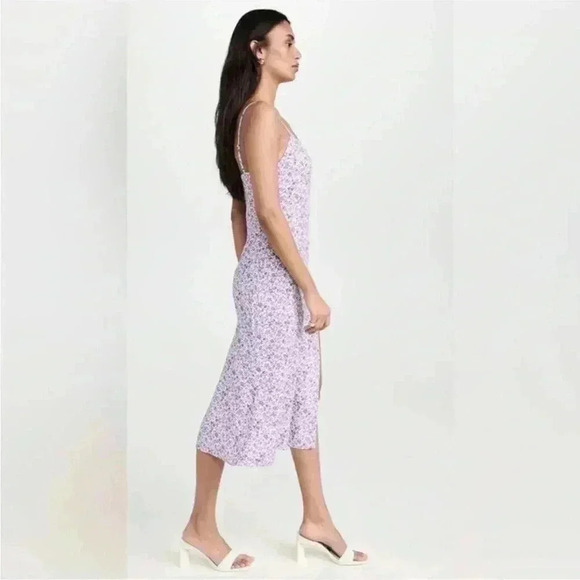 Reformation Crimini Purple Floral Front Slit Midi Slip Dress Size 12 - Picture 10 of 12